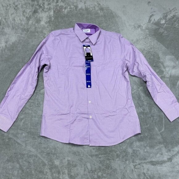 Duchamp Mens Slim Fit Dress Shirt 16.5/L Purple Check Long Sleeve a0430 - Picture 1 of 8